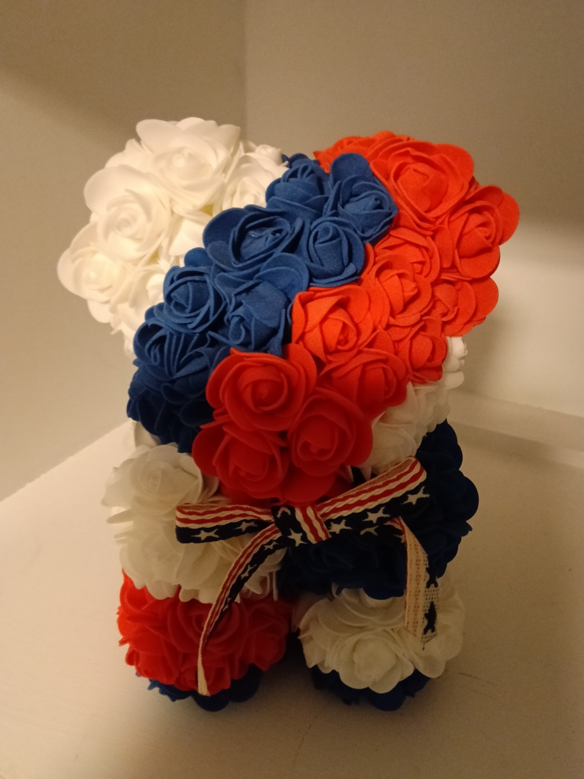 Always And Forever Flower Bear Red White Blue Rose Patrotic