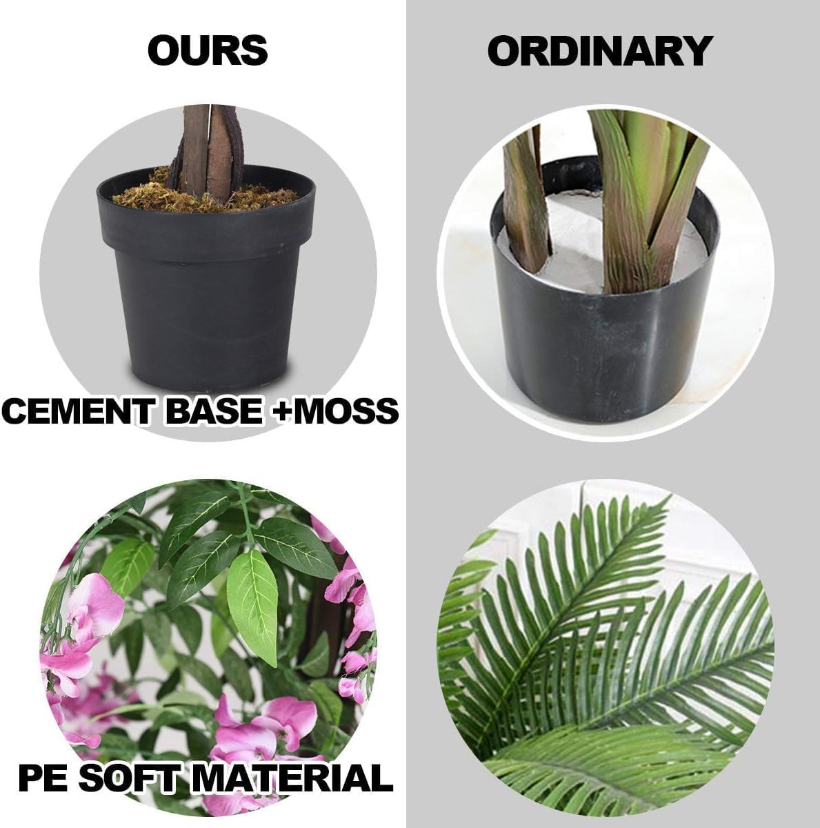 6FT Ficus & Wisteria Artificial Trees – 2 Pack Faux Plants for Home Decor