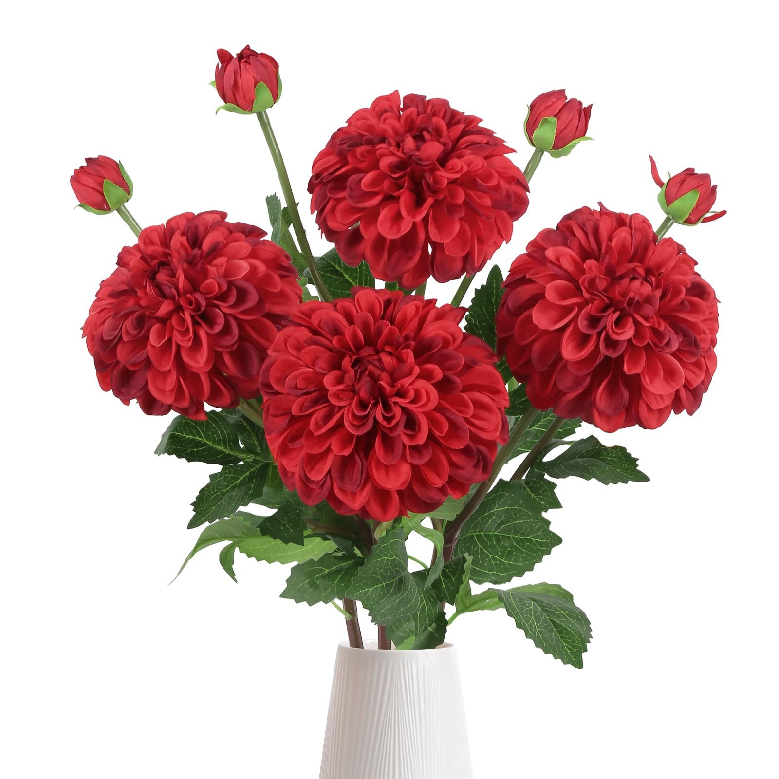 4pcs Artificial Dahlia Flowers Realistic Silk Dahlia Flowers 29″ Long Stem Fa…
