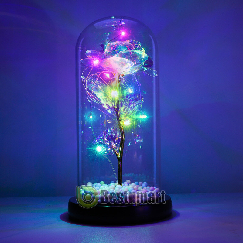 Rose LED Light Glass Gift for Wife Women Her Christmas Girlfriend Birthday Lover