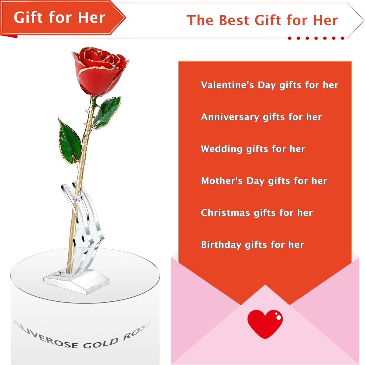 24K Gold Dipped Rose Made from Real Rose – Unique Design for Anniversary, Valent