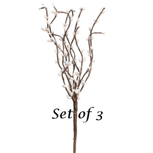 NEW PRIMITIVE Pip Berry Picks Stems 12″T WHITE 3 pcs Crafts Cottage Farmhouse