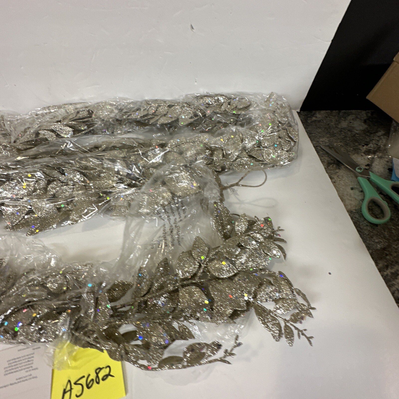Set of 2 Silver 4′ Shimmering Leaf Garlands Glitter Valerie Parr Hill