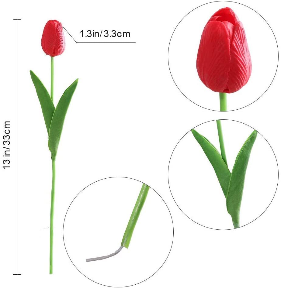 10/20pcs Hawesome Artificial Latex Tulips Flowers Faux Tulip Stems PU Real Touch