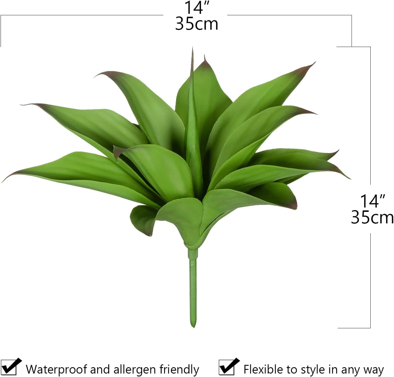 12.6″ UV Resistant Artificial Agave Plants – 2 Pack for Indoor/Outdoor Decor