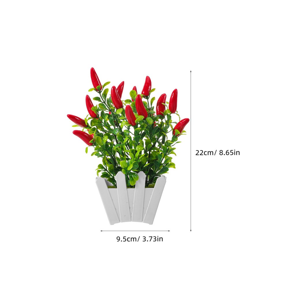 3Pcs Artificial Mini Red Pepper Bonsai Plants Reusable Plastic Indoor Decoration