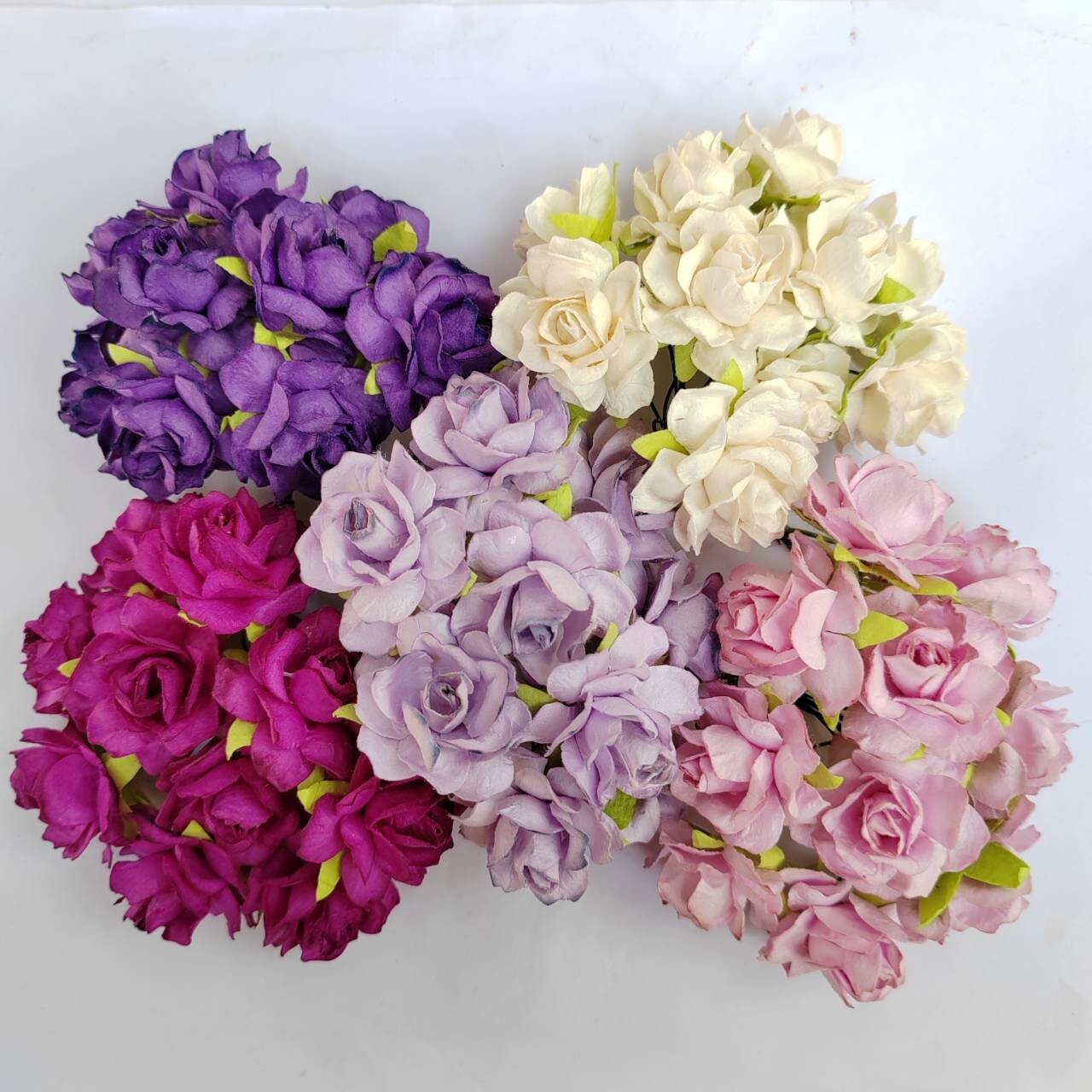 50 Mix Purple Tone Artificial Flowers Rose Flower Paper Flower size 30-35 mm