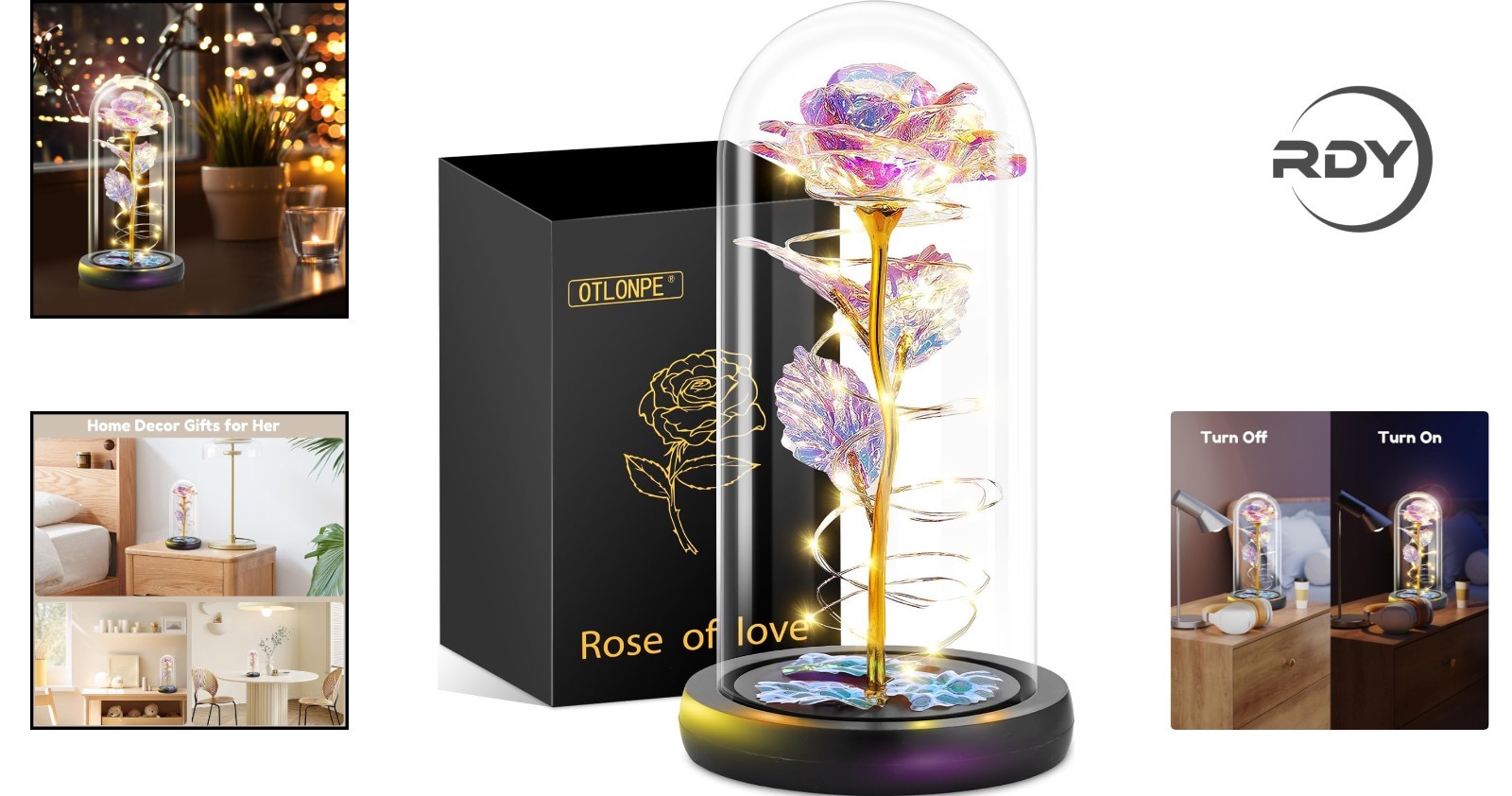 Handcrafted Colorful Glass Rose with LED – Forever Beauty for Loved Ones