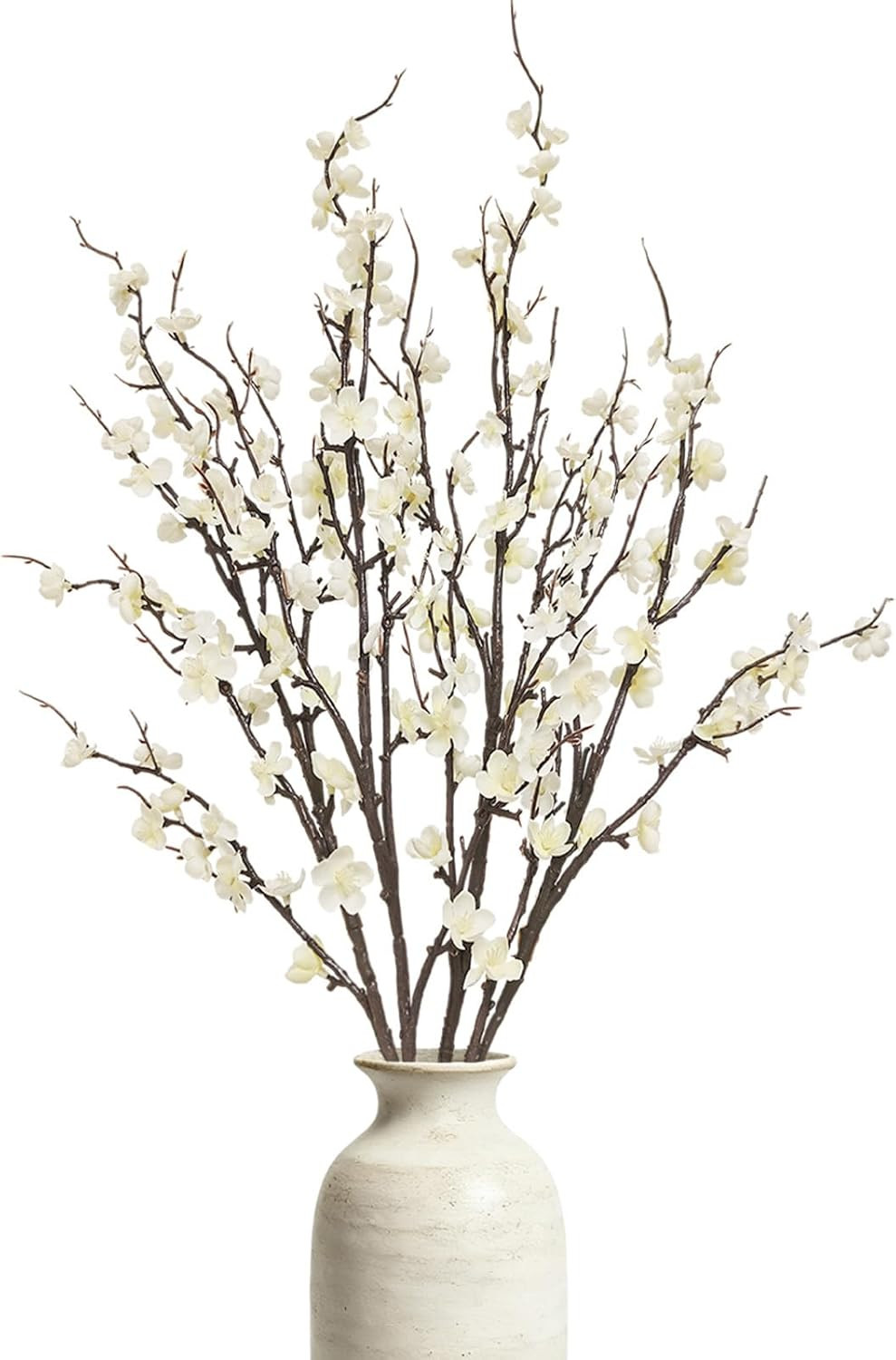 4 Pcs Cherry Blossom Branches 39 Inch White Fake Flowers Spring Decorations for