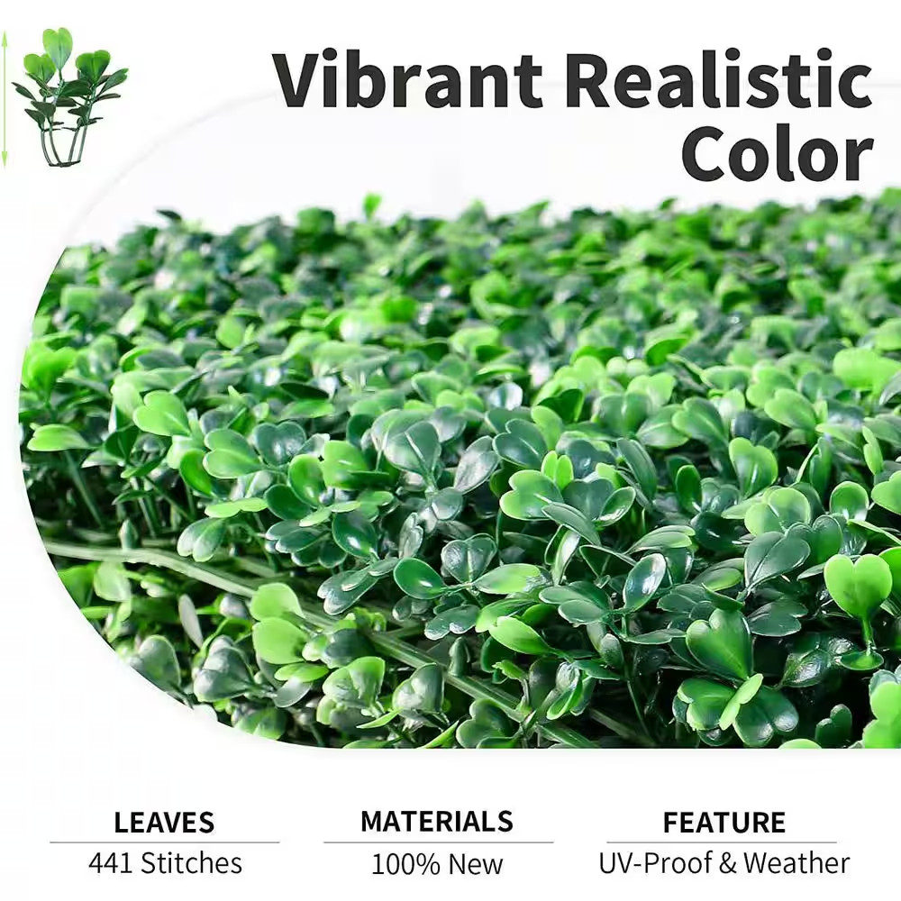 20 In. X 20 in Artificial Boxwood Hedge Greenery Panels Green Wall Decor Milan G