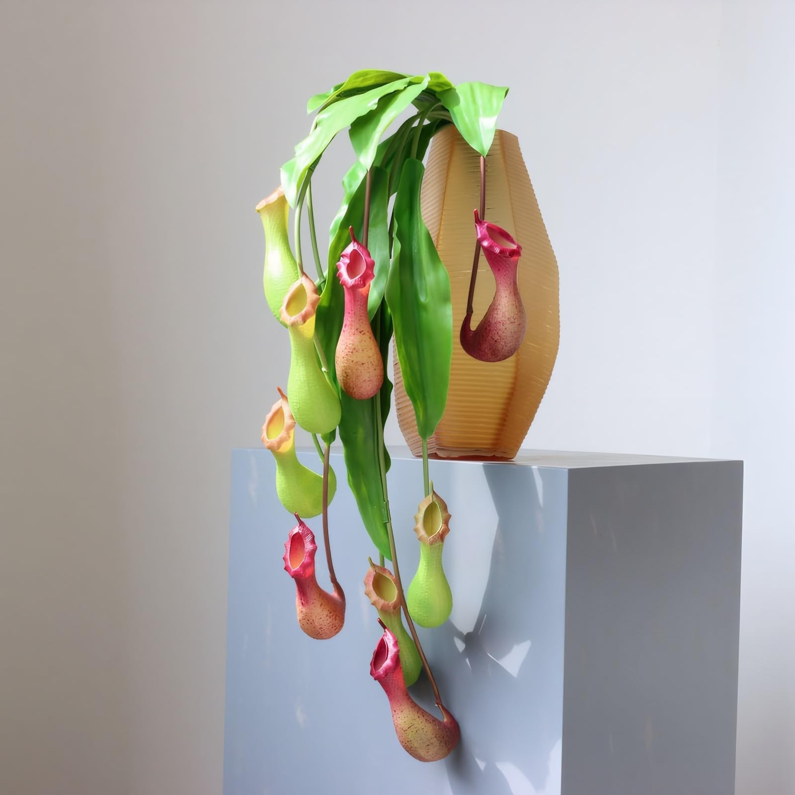 Evlasumflow 29″ Artificial Nepenthes 3pcs Faux Pitcher Plant Carnivorous Hang…