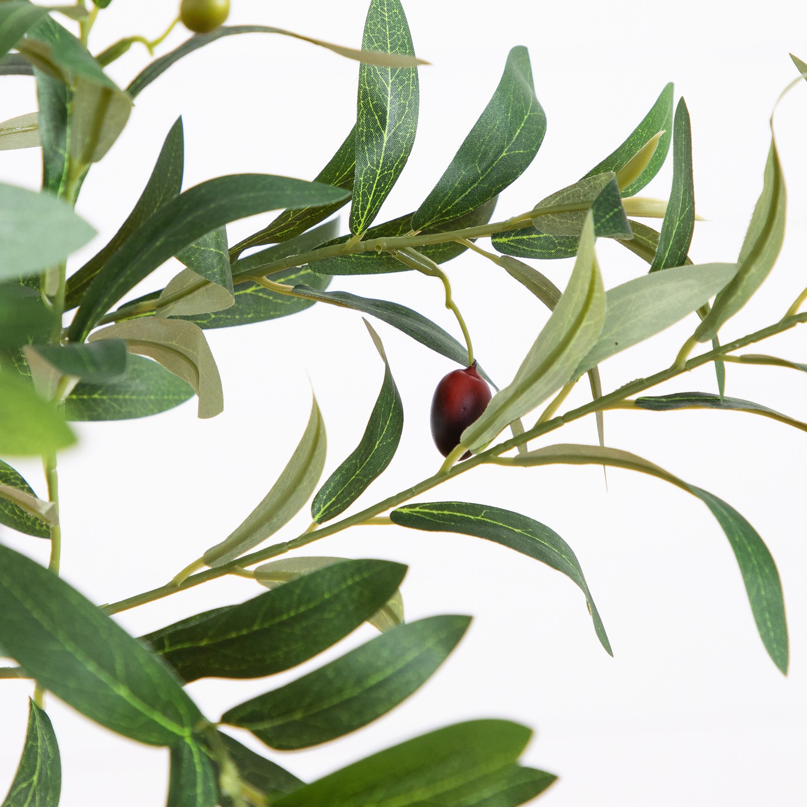 Nearly Natural 7ft Artificial Minimalist Olive Tree in White Decorative Planter
