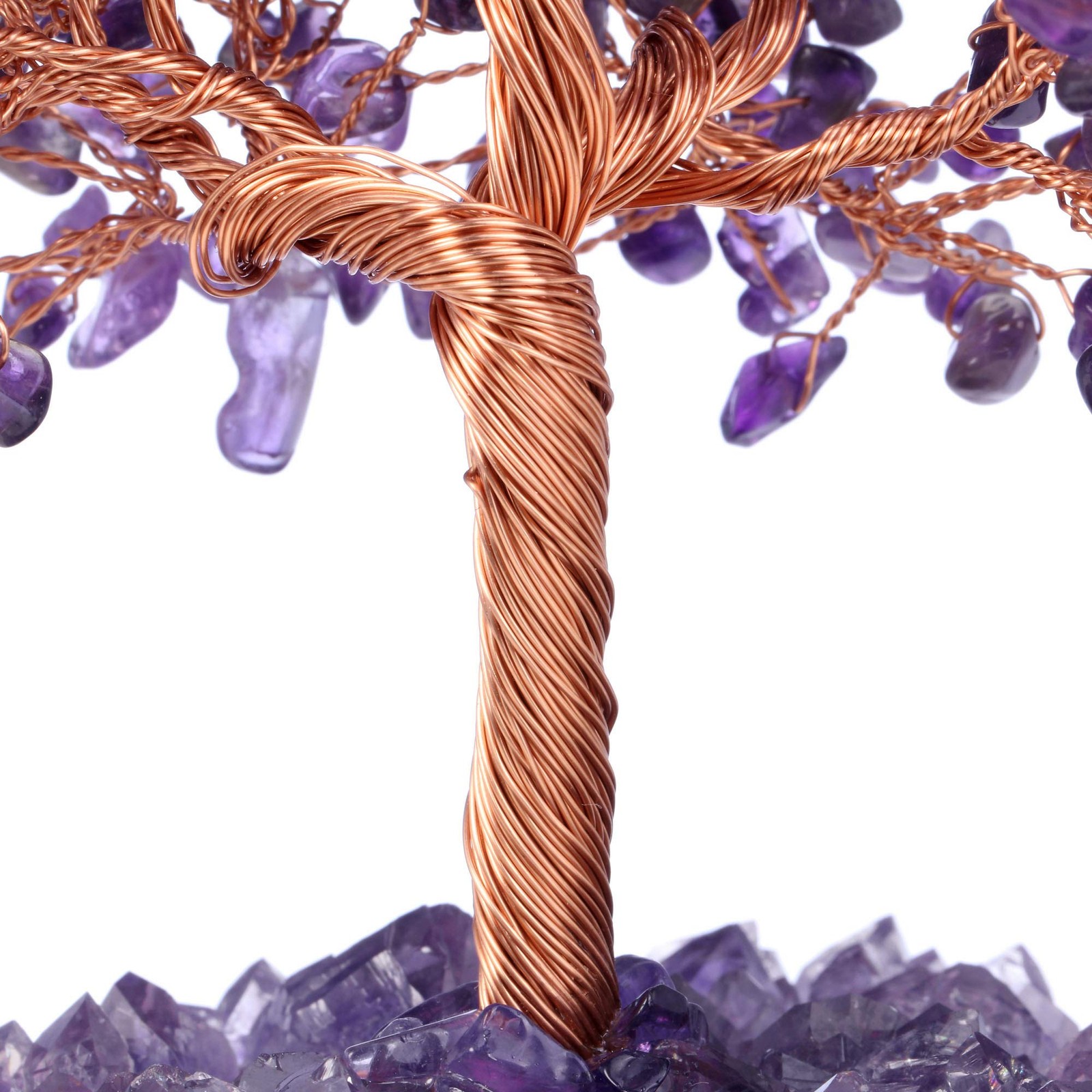 Jovivi Natural Amethyst Healing Crystal Money Tree on Amethyst Cluster Geode Dru