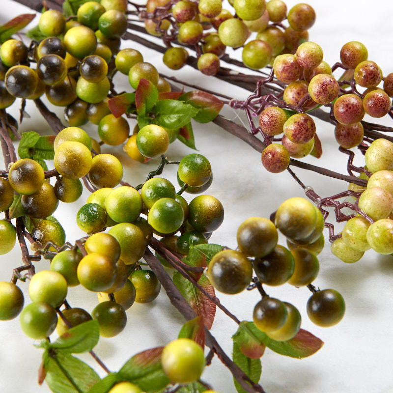 Set of 2 Variegated Artificail Berry Cluster Stems