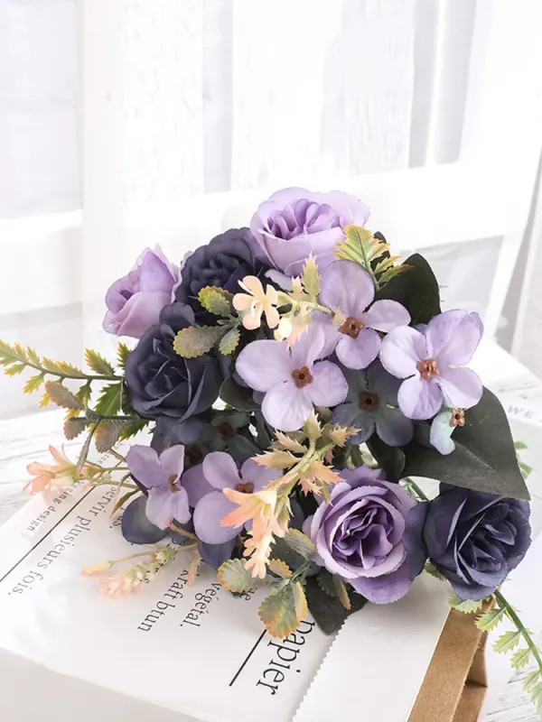 Home Decor Roses Autumn Artificial Flowers Silk Peony Hydrangea Big Bride
