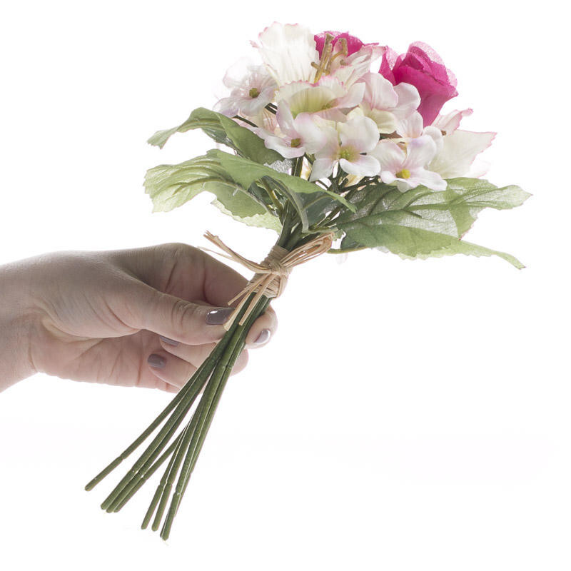 Set of 3 Raspberry Artificial Rose Bud, Hydrangea, and Daylily 9-1/2″ Bundles