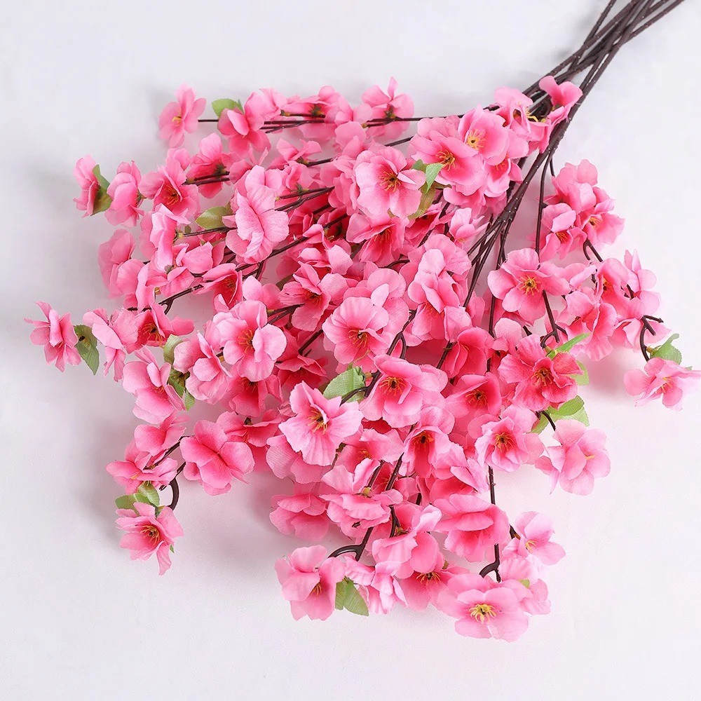 1/3Pcs Peach Blossom Artificial Flowers Silk Bouquet Home Wedding Decor