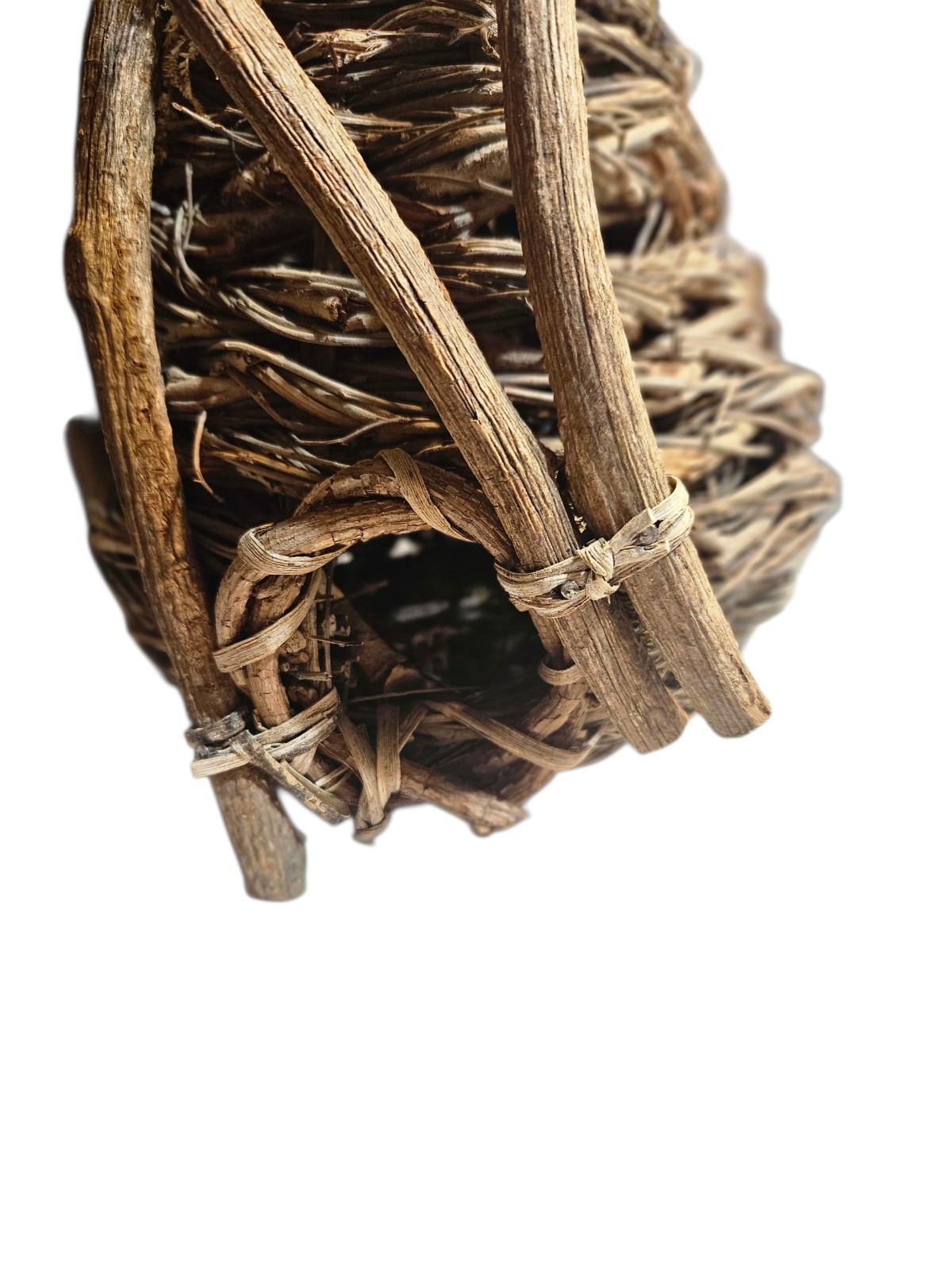 Natural Hand Woven Vine Branch And Moss Hanging Bird House Nest 11″