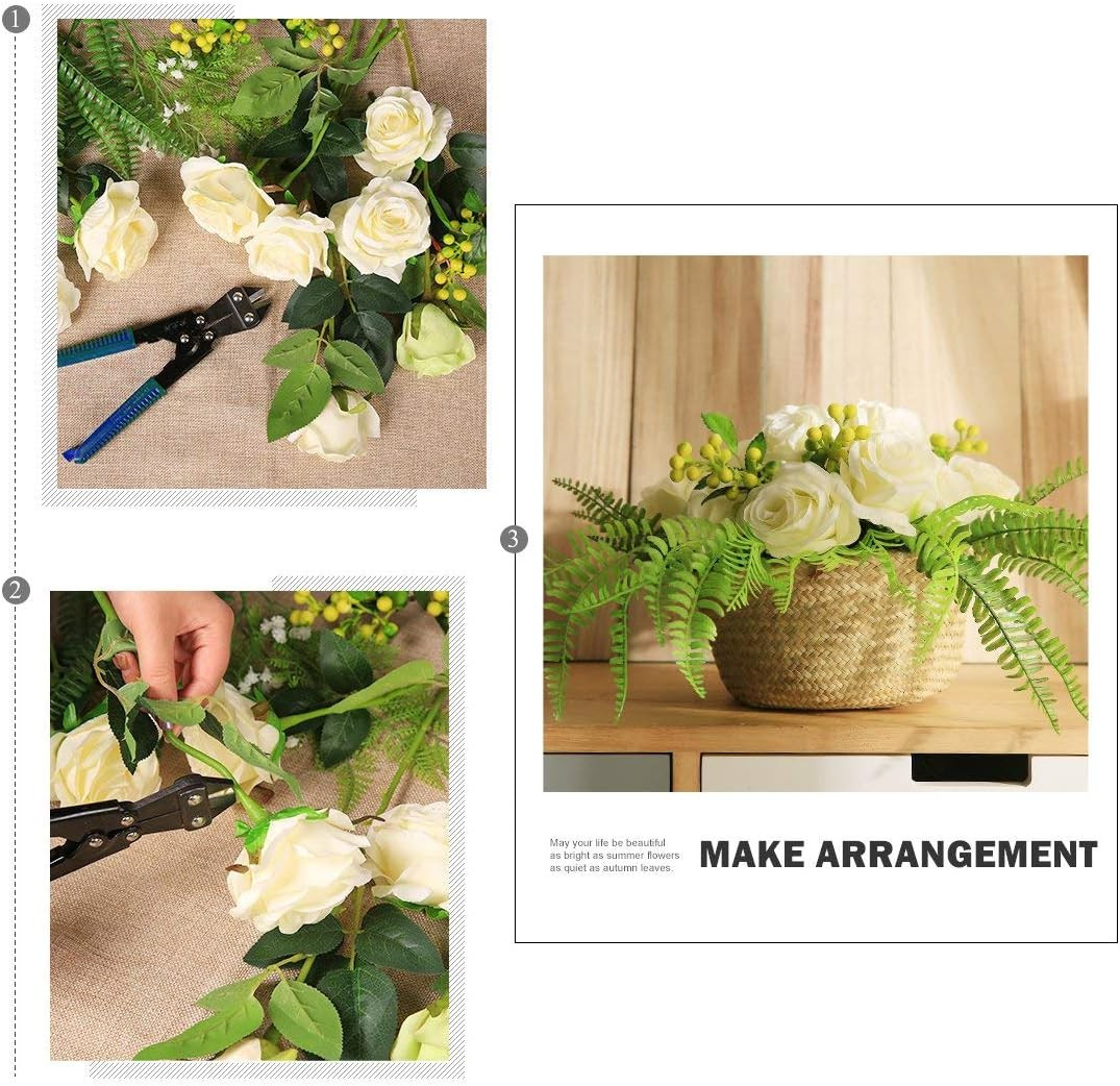 10 Pcs Artificial Silk Rose Flowers White Long Stem Wedding Bouquet Home Decor