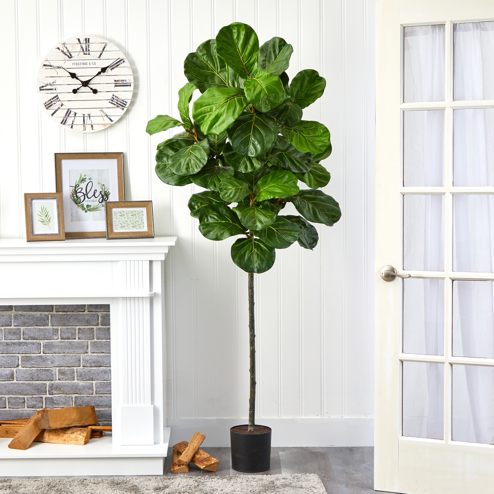 Nearly Natural 6.5ft Fiddle Leaf Artificial Tree in Green
