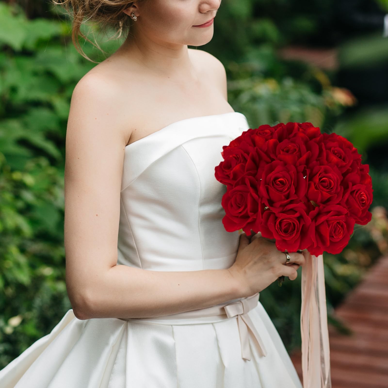 Red Roses Artificial Flowers 25pcs 2.75in Real Looking Velvet Rose Heads Faux…