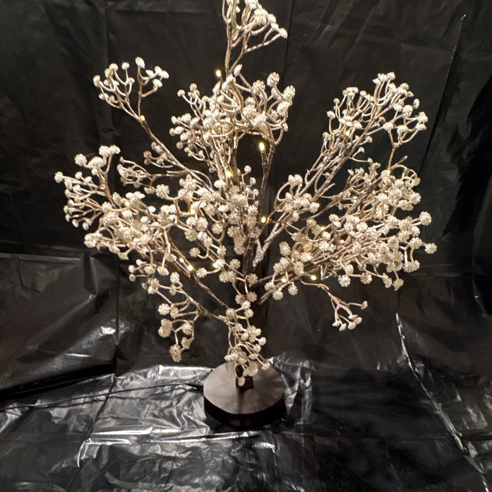 Artificial Lighted Decorative Branch Tree Tabletop Decor, Brown/White 20in