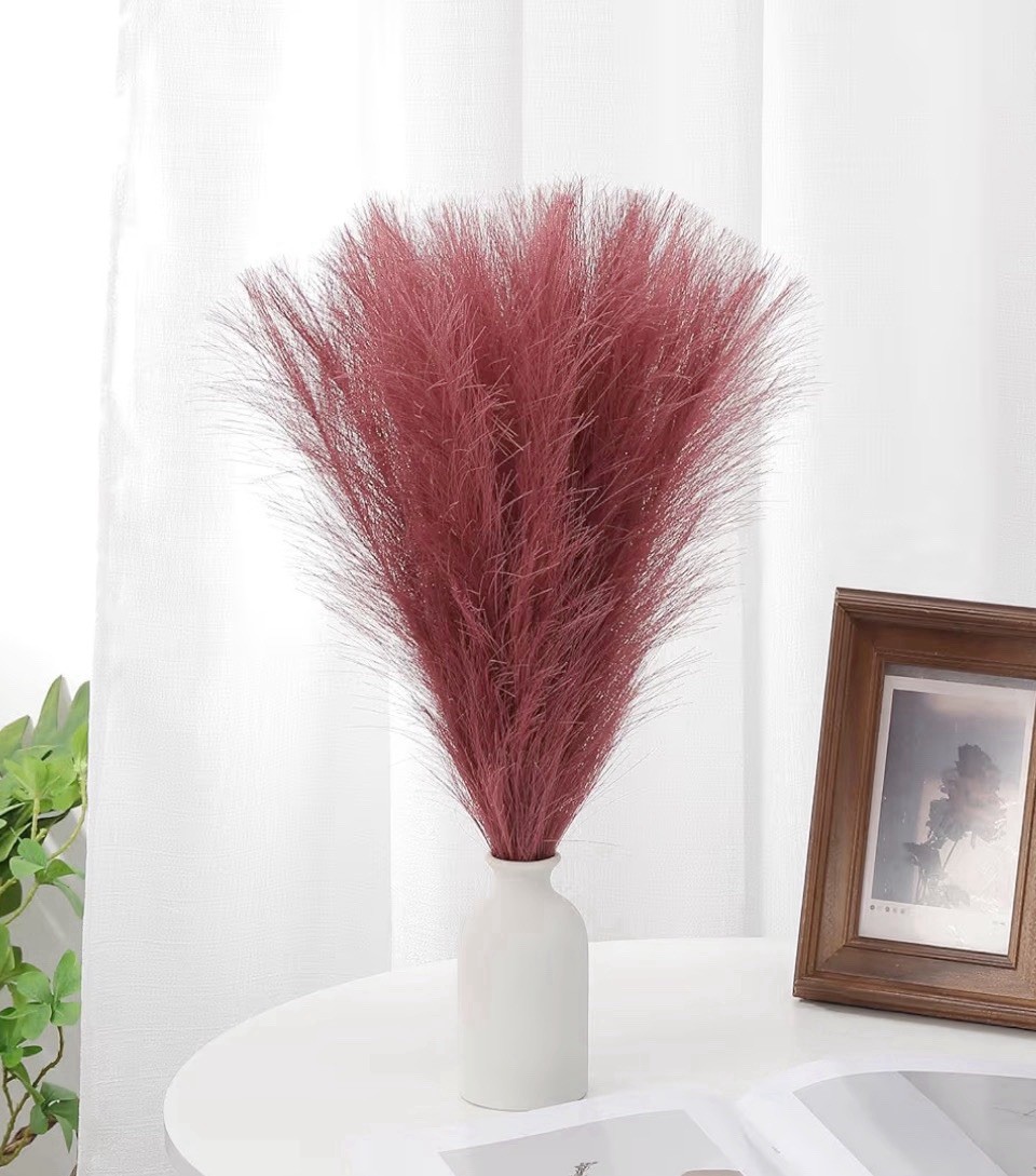 Silk Faux Pampas Grass Mauve Fluffy Vase Filler Home Decor 60 Pcs