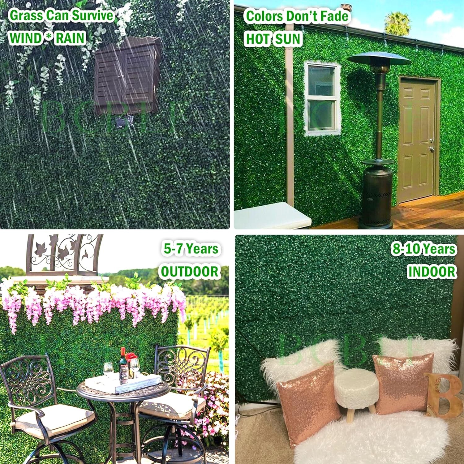 10×10 Inch 12-Piece Grass Wall Panels Artificial Boxwood Greenery Hedge Backdrop