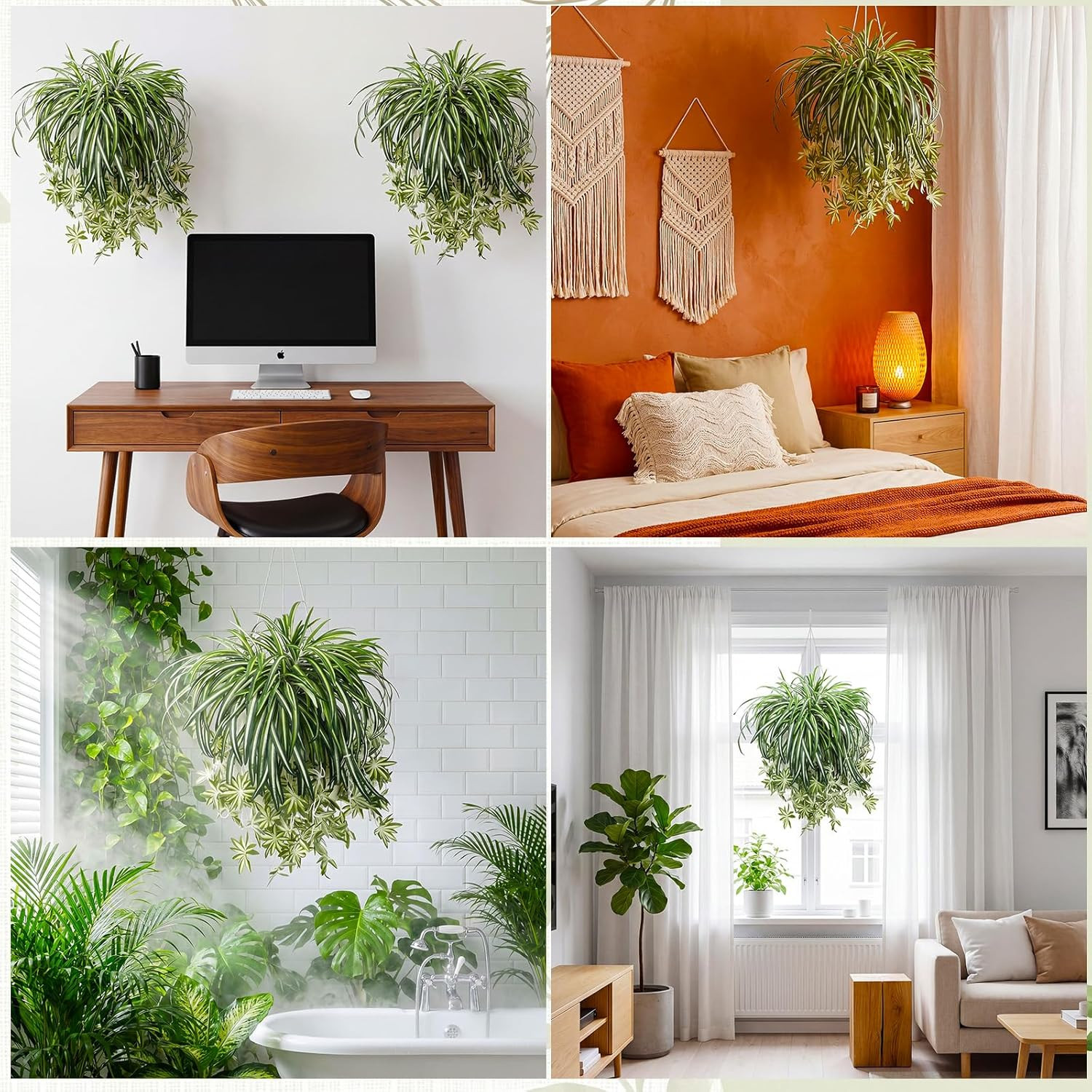 12 Pcs 24″ Artificial Spider Plants for Indoor Outdoor Decor – Silk Greenery