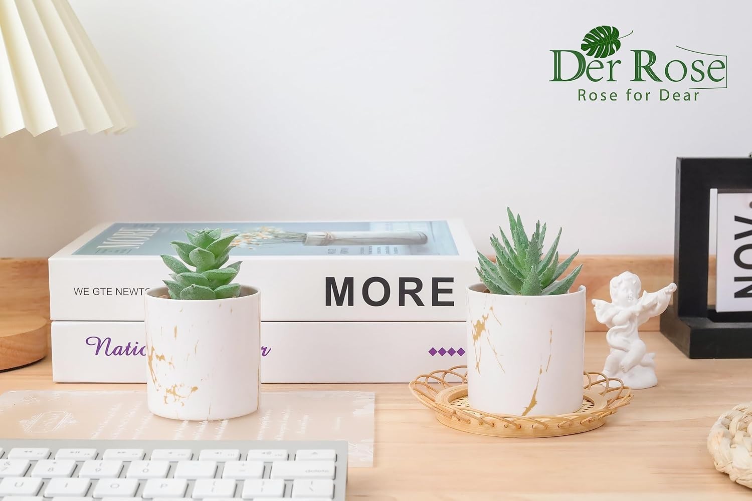 Set of 2 Eco-Friendly Artificial Succulents for Elegant Home and Office Decor