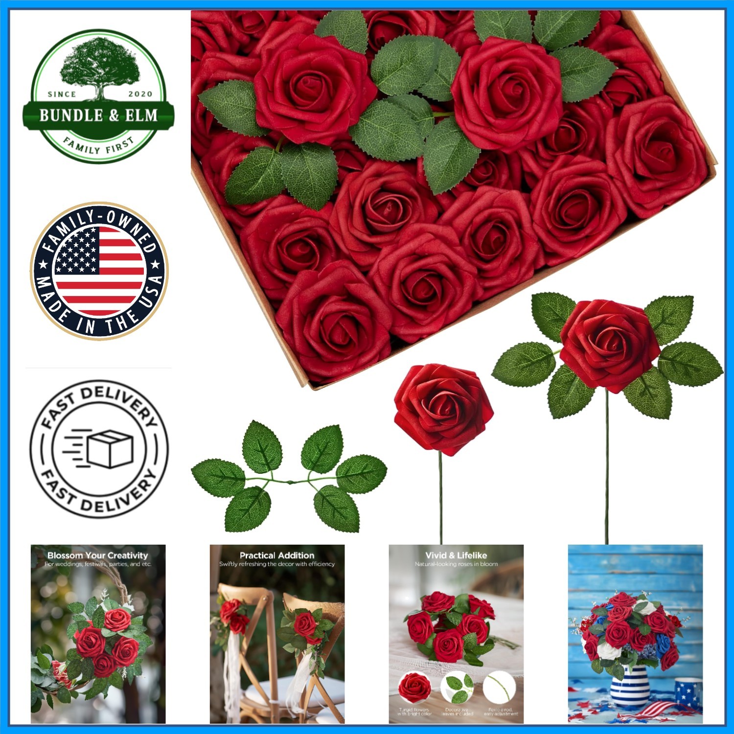 Artificial Foam Roses Bulk for Bridal Shower, Anniversary and Parties