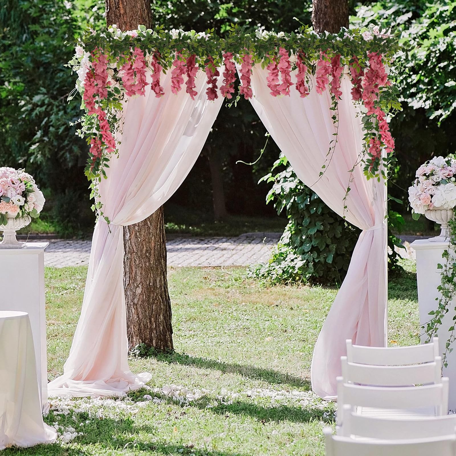 Artificial Wisteria Garland Dusty Pink Silk Flowers Fake Wisteria Flowers Han…
