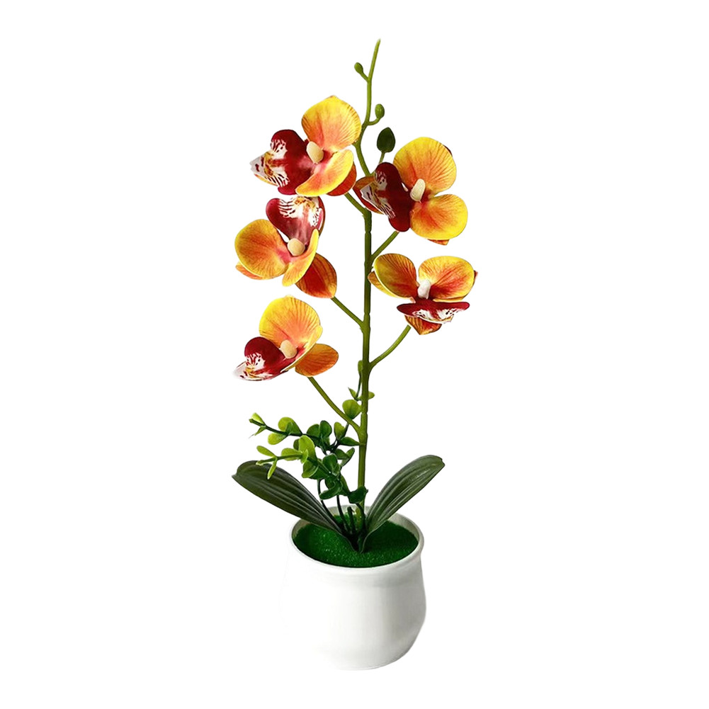 Artificial Orchid Potted Plant 5 Pack White Orange Pink Purple for Home Decor