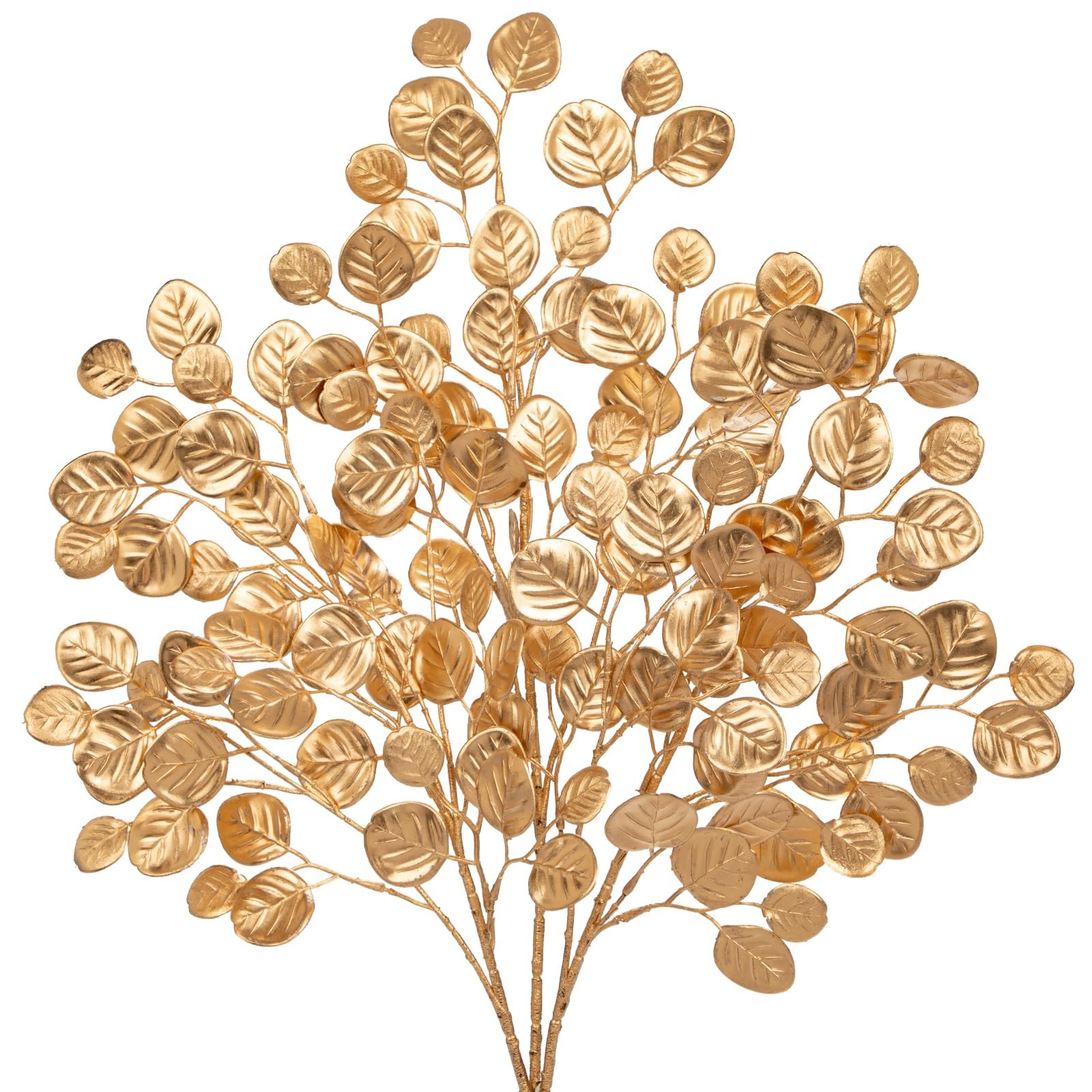 24.8” Christmas Tree Picks and Sprays 3Pcs Golden Artificial Eucalyptus Stems…
