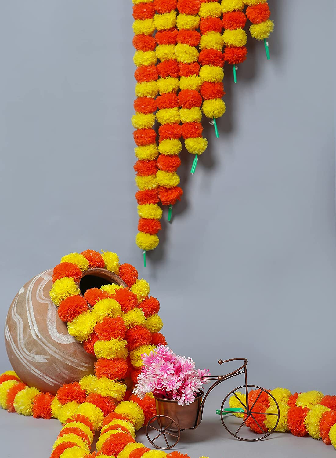 Artificial Marigold Flowers Garland Vine Home Decor Party Event Wedding Decor