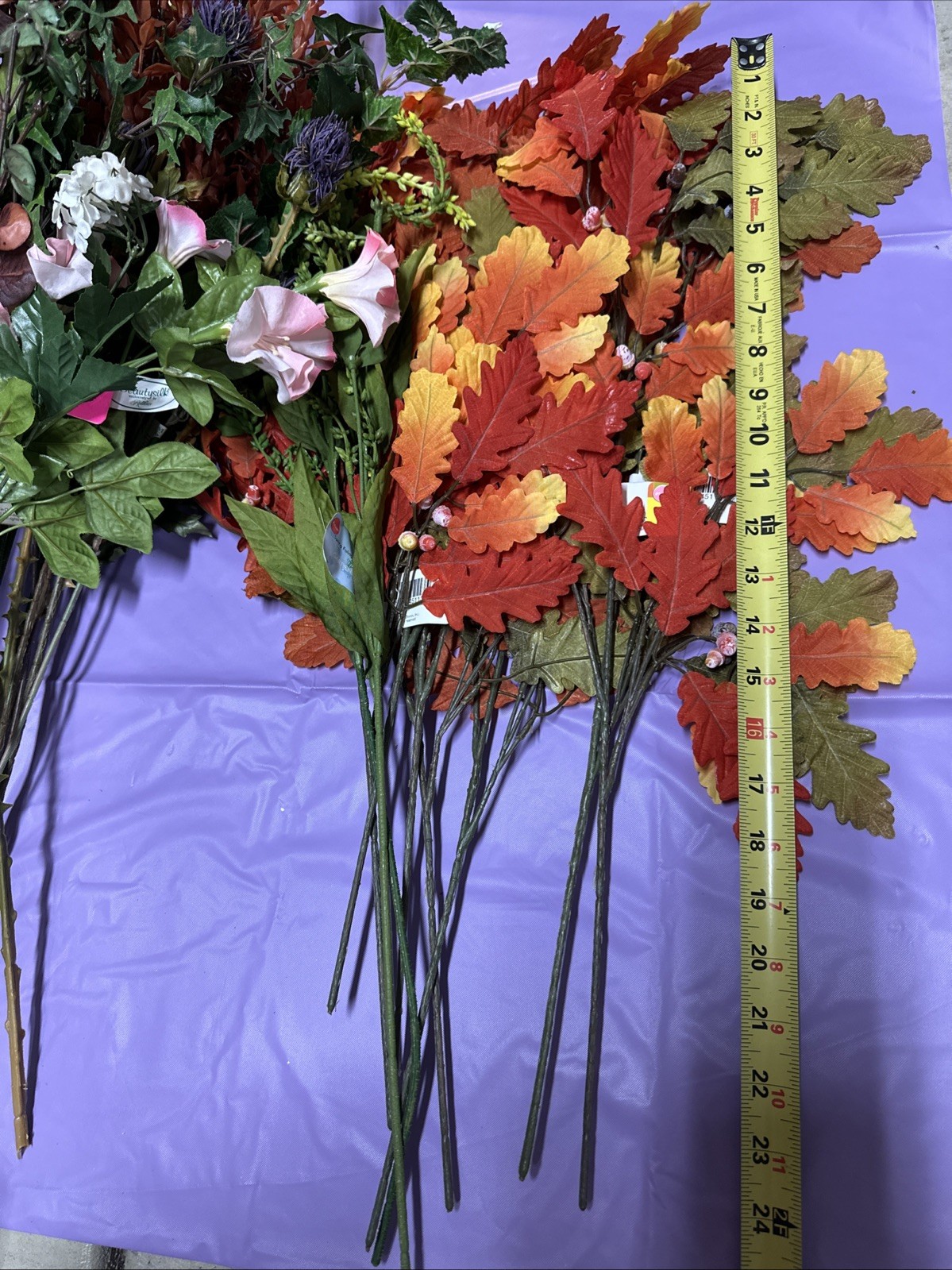 #A11 Lot 1 artificial flowers and leaves for decorations 3+ lbs