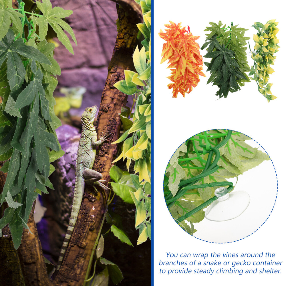 3pcs Artificial Vine Gecko Climbing Vines Pet Landscape Decor Pet Supply Decor