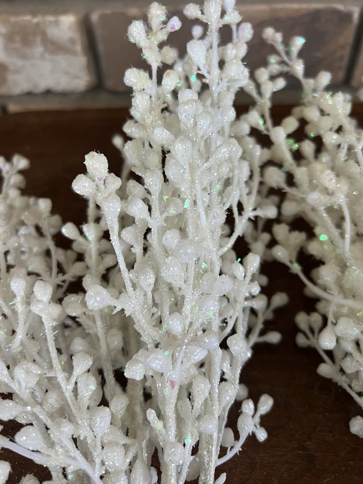 12 Iridescent Glitter Berry Picks-Frosted Icy Holiday Stems-Christmas Floral