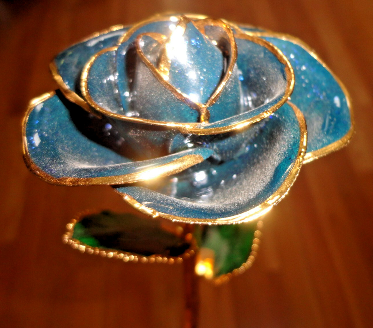 4 GLIDDED REAL ROSE GENUINE HAND DIPPED 24K GOLD LACQUER RED GOLDEN BLUE SILVER