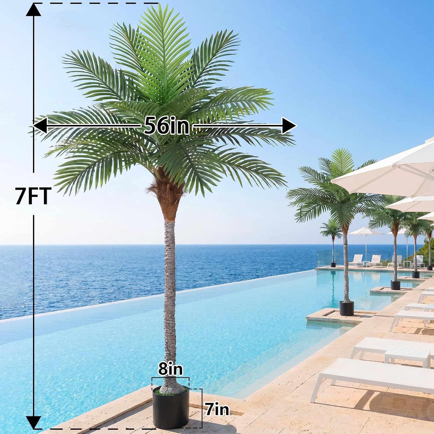 7FT Artificial Palm Tree 2 Pack Golden Cane Faux Palm for Indoor Outdoor Use