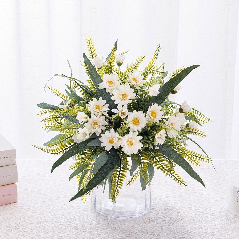 Silk Chrysanthemum Flower Arrangement White for Nordic Style for Wedding Decor