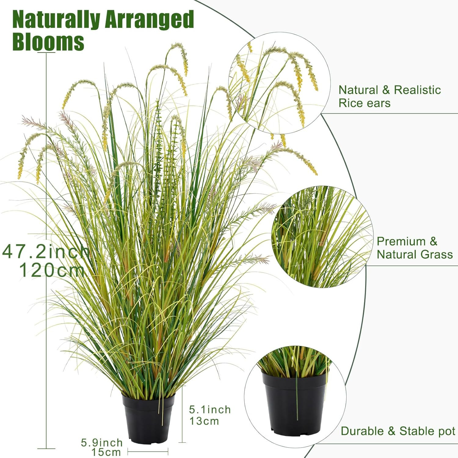 4FT Artificial Reed Grass – 2 Pack Faux Plants for Home & Office Decor