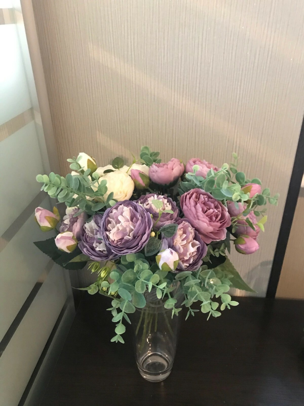 30cm Rose Pink Silk Peony Artificial Flower Bouquet 5 Big Head 4 Bud Flowers DIY