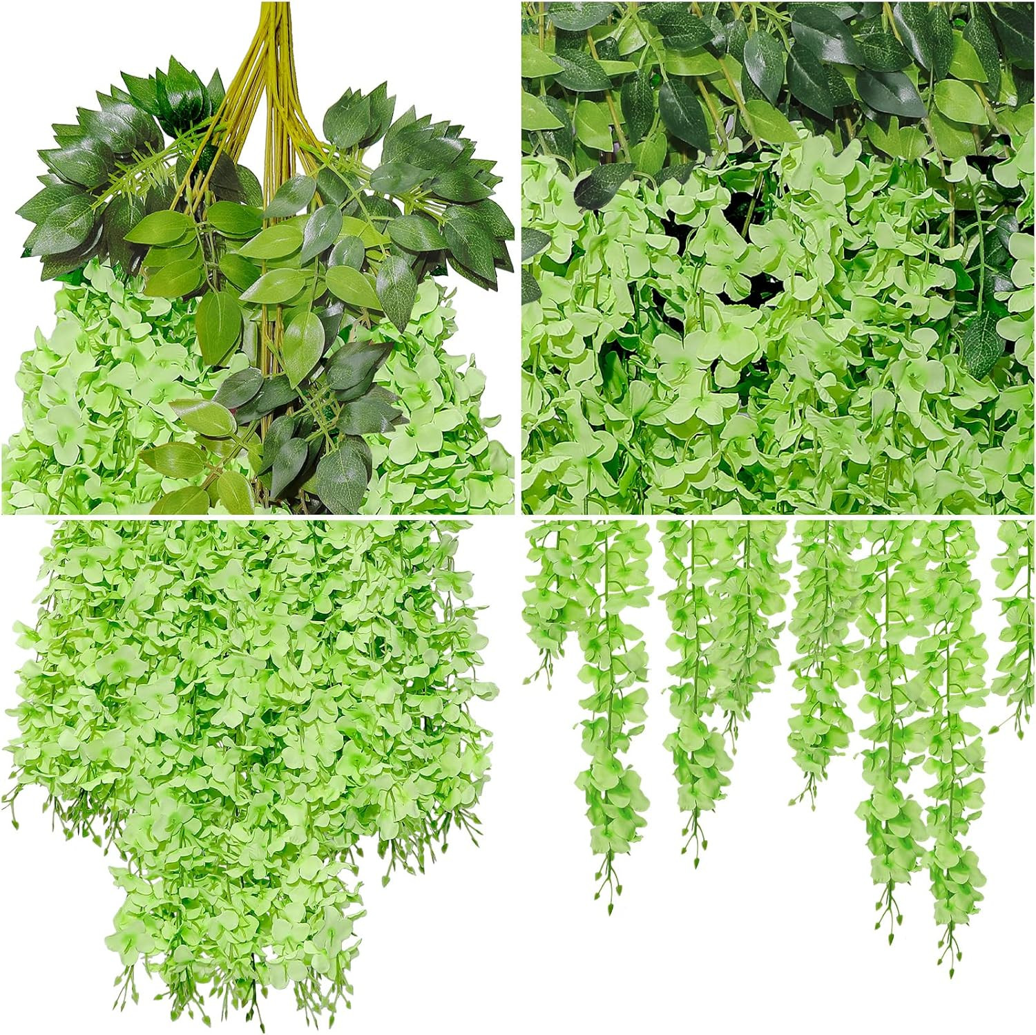 36 Pack Wisteria Vine Garland – 139ft Silk Flowers for Home & Wedding Decor