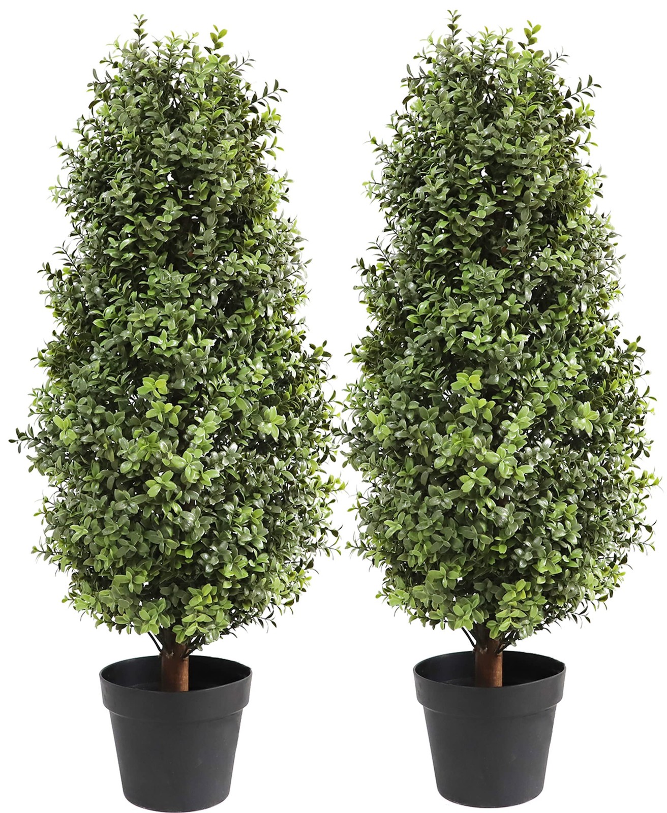 35inch Artificial Topiary Boxwood Tree, Faux Plants Outdoor 2 Packs Fake Bush…