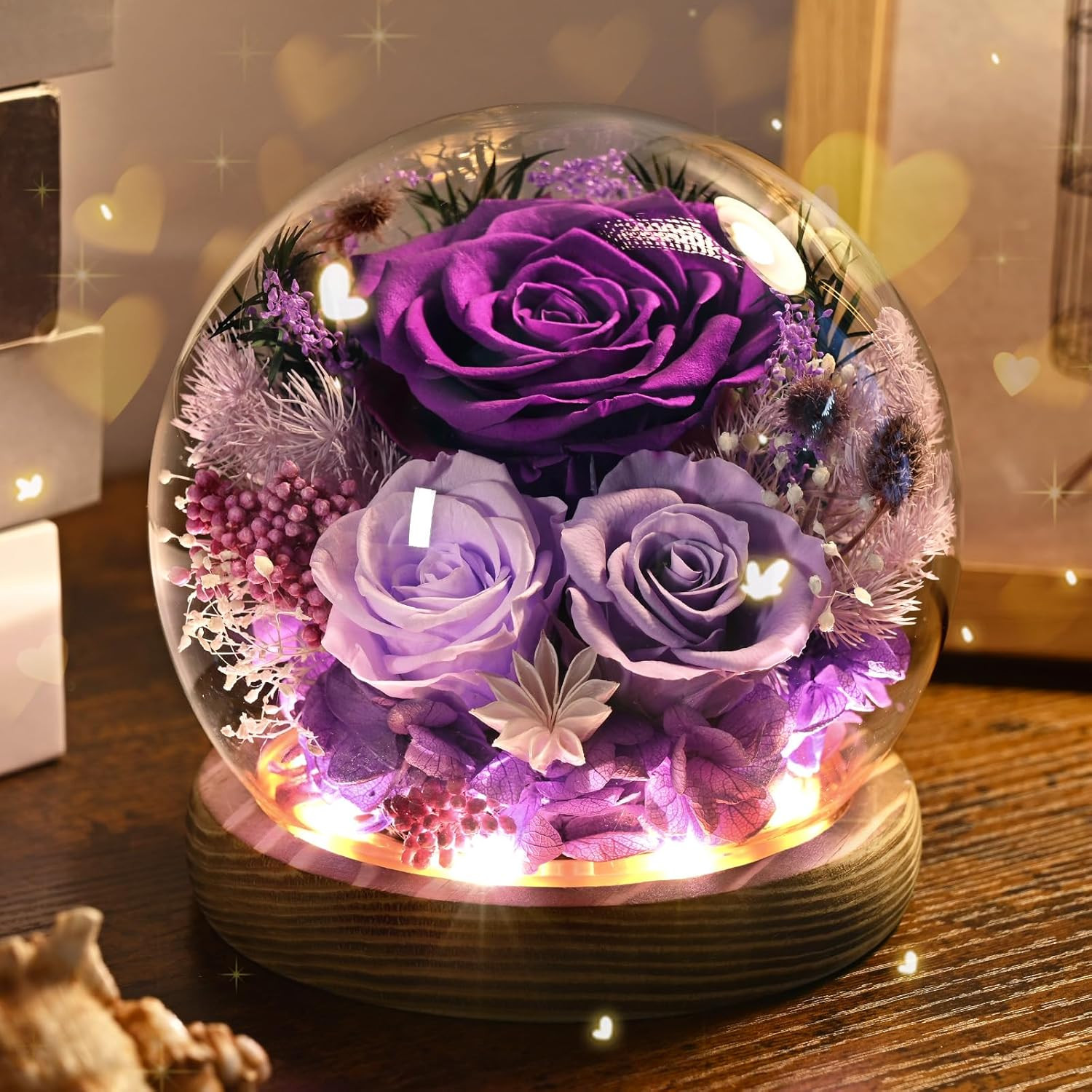 Flowers for Delivery Prime, Forever Fresh Preserved Flowers in Glass Dome, Etern