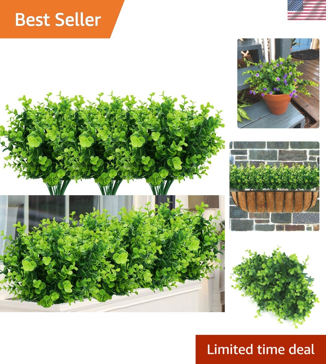 Versatile Faux Boxwood Plants – 6 Count Lifelike Greenery for Every Occasion