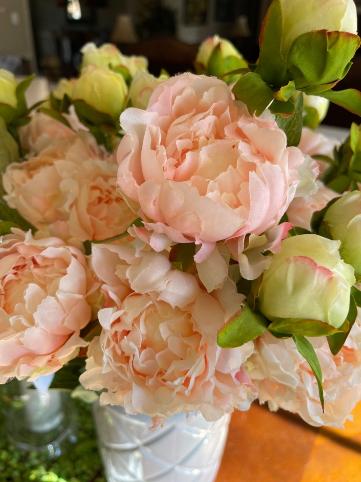 22.5″ LONG FAUX PEONY STEM FLOWER IN COLOR SERIES CREAMS / BLUSH / PINKS / PEACH