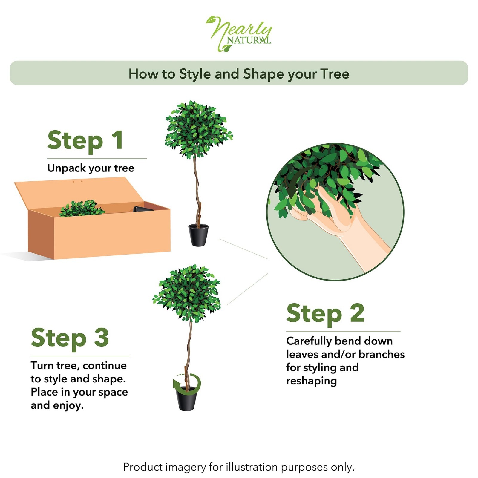 4ft Artificial Triple Trunk Ficus Tree – Silk Plant with Natural Wood Trunks, De