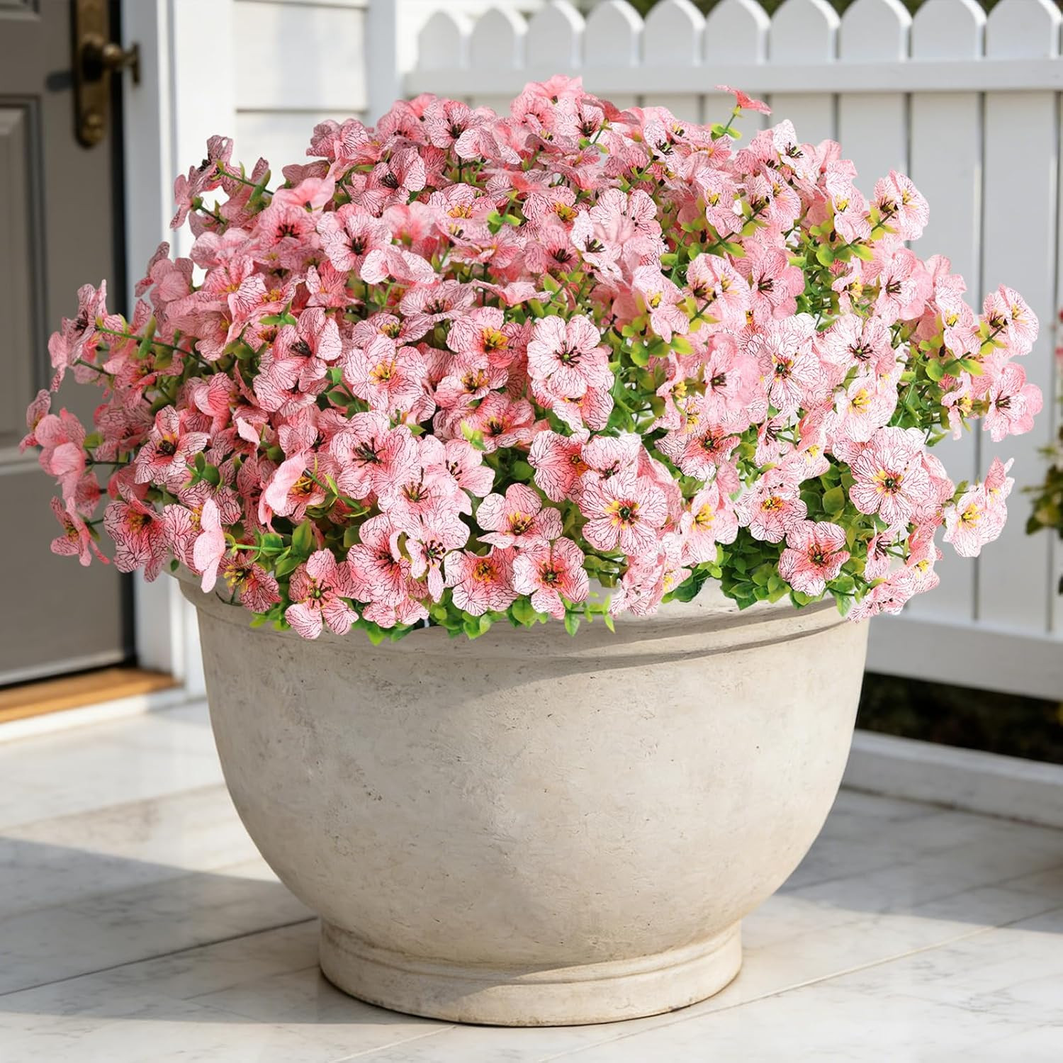 ICEROYCE Artificial Flowers for Outdoors, 16 Bundles UV Resistant Fake Outdoor F